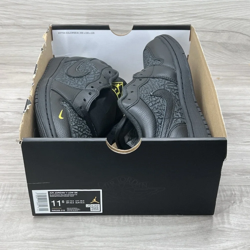 Nike Air Jordan 1 Low SE Men Size 11.5 Black Anthracite Tour Yellow IM6568-010